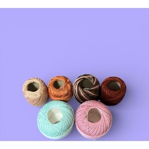 Lizbeth Rubi Torcal Perle Size 20 + Multicolor Crochet Tatting Thread 6 Balls